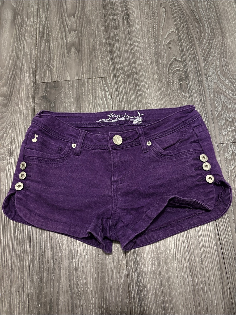 Foxy Jeans Y2K Purple Low Rise Jean Shorts
